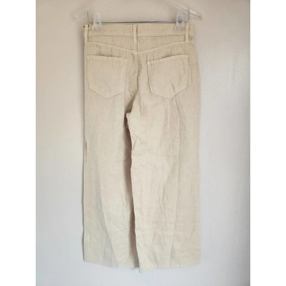 NWOT L'AGENCE Cropped Wide Leg Linen Pants Size 25 Beige - Picture 4 of 7
